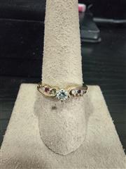 Ruby Lady's Stone & Diamond Ring 5 Diamonds .38 Carat T.W. 10K Yellow Gold